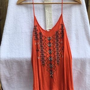 Orange Sun & Shadow beaded tank top